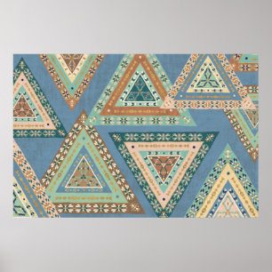 Outdoor Geo X   Blue Tribal Indian Pattern Poster