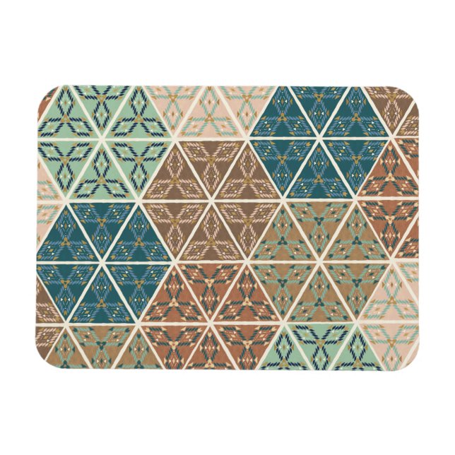 Outdoor Geo XI | Blue & Green Tribal Pattern Magnet (Horizontal)