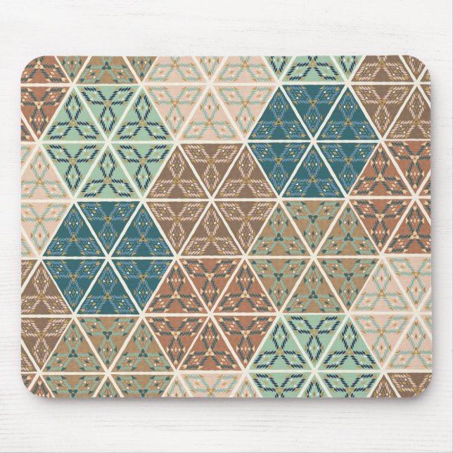 Outdoor Geo XI | Blue & Green Tribal Pattern Mouse Mat (Front)