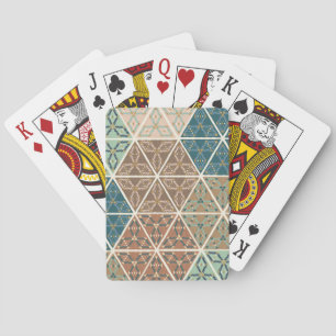 Outdoor Geo XI   Blue & Green Tribal Pattern Playing Cards