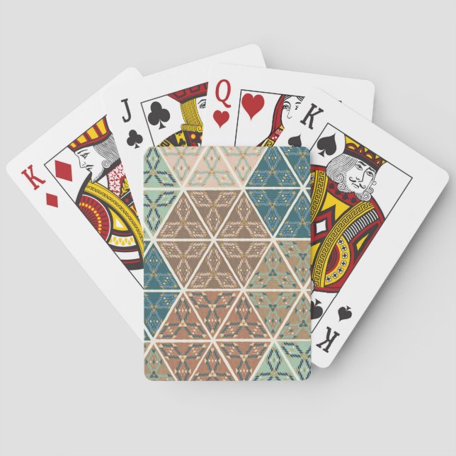 Outdoor Geo XI | Blue & Green Tribal Pattern Playing Cards (Back)