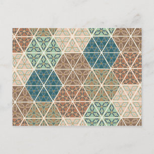 Outdoor Geo XI   Blue & Green Tribal Pattern Postcard