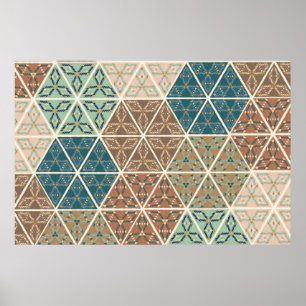 Outdoor Geo XI   Blue & Green Tribal Pattern Poster