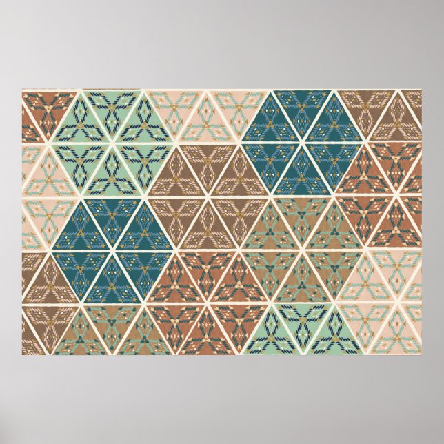 Outdoor Geo XI | Blue & Green Tribal Pattern Poster (Front)