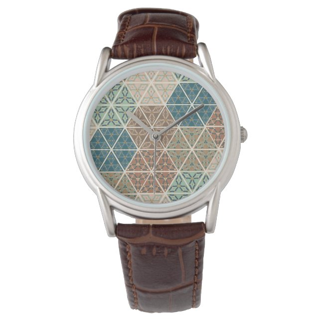 Outdoor Geo XI | Blue & Green Tribal Pattern Watch (Front)