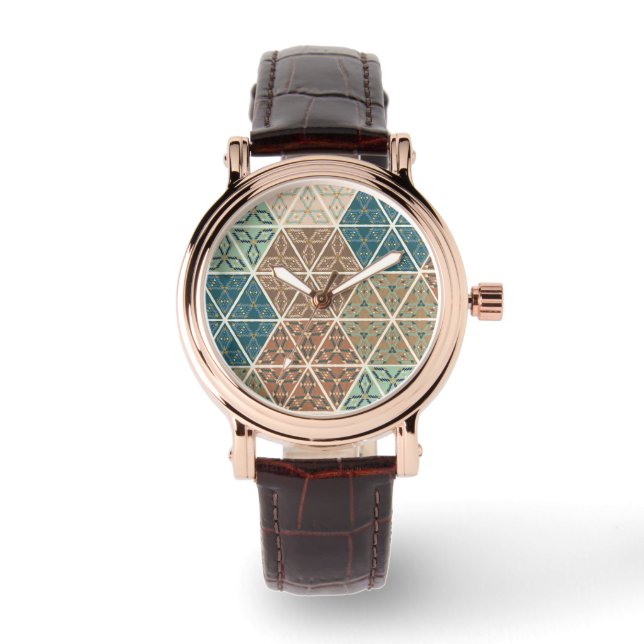 Outdoor Geo XI | Blue & Green Tribal Pattern Watch (Front)