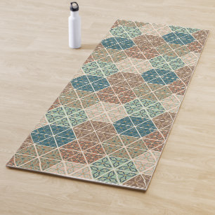 Outdoor Geo XI Blue & Green Tribal Pattern Yoga Mat