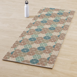 Outdoor Geo XI   Blue & Green Tribal Pattern Yoga Mat