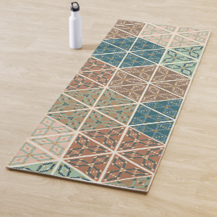Outdoor Geo XI   Blue & Green Tribal Pattern Yoga Mat