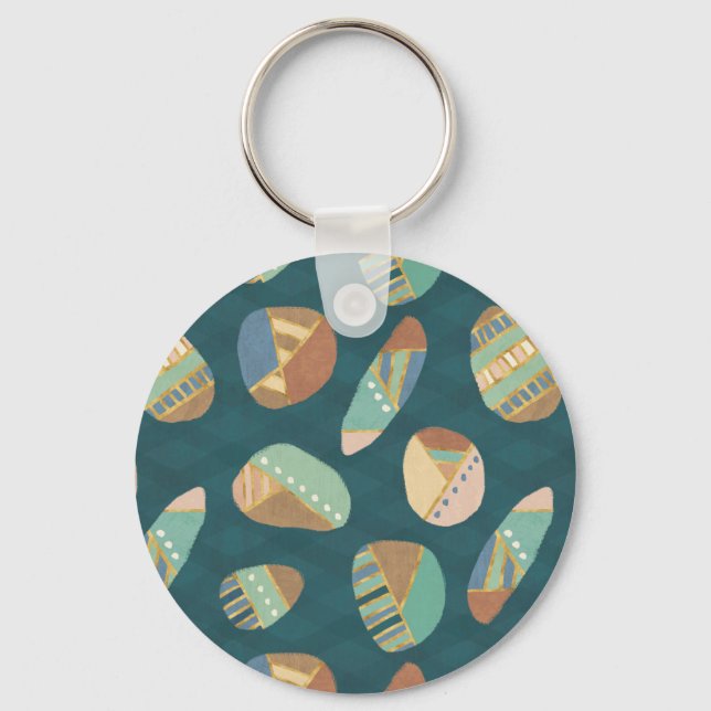Outdoor Geo XII | Blue & Green Geometric Pattern Key Ring (Front)