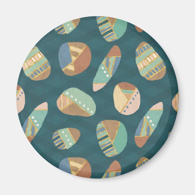 Outdoor Geo XII | Blue & Green Geometric Pattern Magnet (Front)