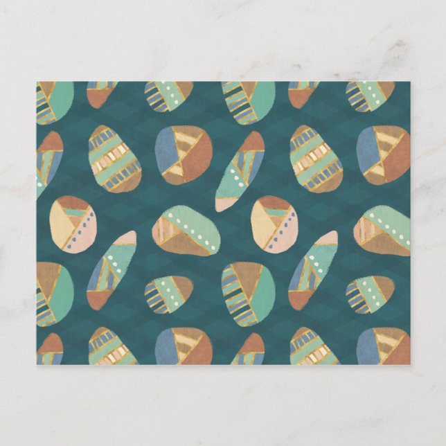 Outdoor Geo XII | Blue & Green Geometric Pattern Postcard (Front)
