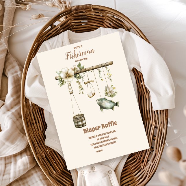 Outdoor Little Fisherman Fishing  Diapper Raffle Enclosure Card (Creator Uploaded)