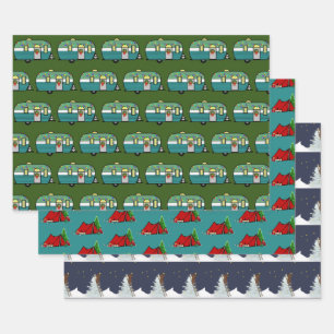Outdoor Lovers' Christmas Camping Wrapping Paper Sheet