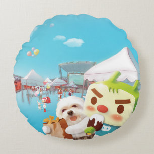 Outdoor Market Fun Round Cushion