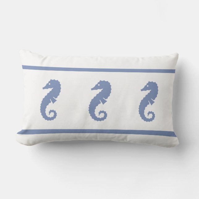 Outdoor medium blue and white  SEAHORSE Outdoor Cushion (Front)