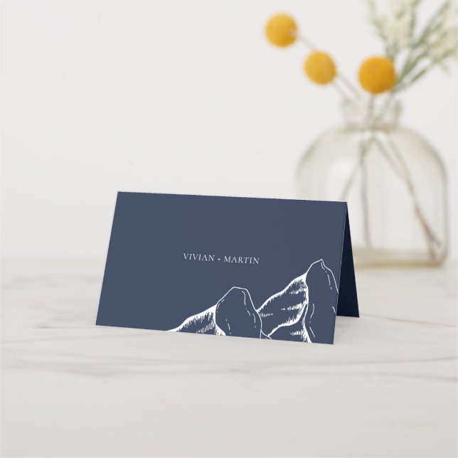 Outdoor Mountain Pine Tree Wedding Blank Place Card (Back)