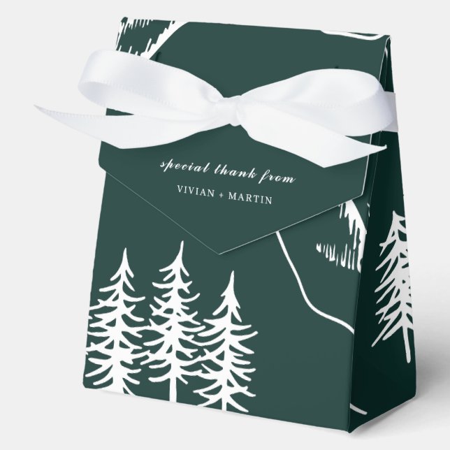 Outdoor Mountain Pine Tree Wedding Favour Box (Front)