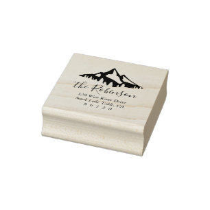Outdoor Mountain Sketch New Home Return Address  Rubber Stamp