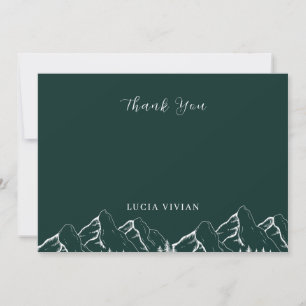 Outdoor Mountains Pine Tree Emerald Green Bridal Thank You Card