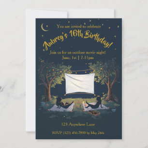 Outdoor Movie Birthday Invite