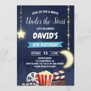Outdoor Movie Night Boy Birthday Party Invitation