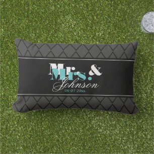 Outdoor Mr and Mrs throw pillow for newlyweds