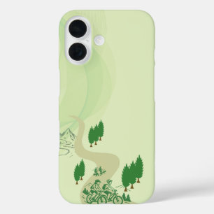 Outdoor MTB Rider Silhouette Design iPhone 16 Case