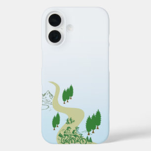 Outdoor MTB Rider Silhouette Design iPhone 16 Case