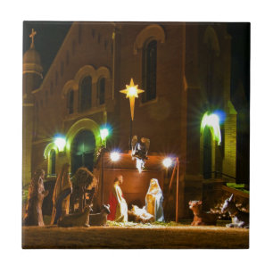 Outdoor nativity scene tile