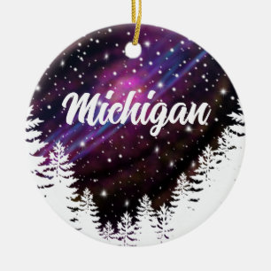 Outdoor nature night sky- customisable text ceramic tree decoration