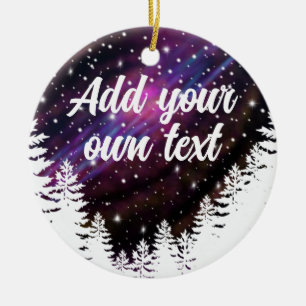 Outdoor nature night sky- customizable text  ceramic tree decoration