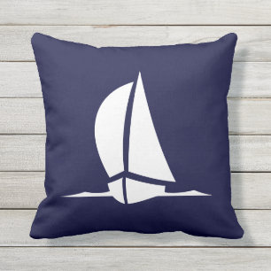 Outdoor or chose indoor white sailboat navy blue outdoor cushion