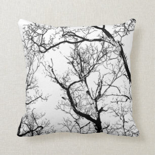 outdoor or indoor black white abstract tree cushion