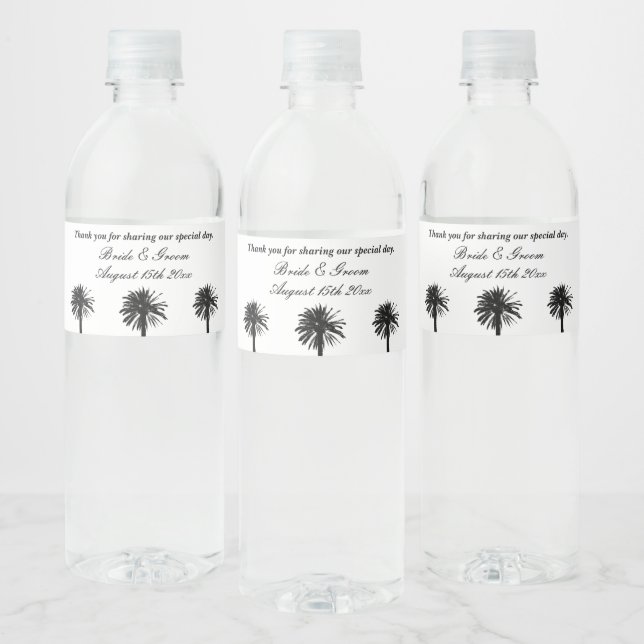 Outdoor palm beach marriage custom water bottles bottle label (Bottles)