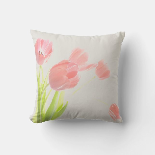 Outdoor patio cushion pink tulip flower (Front)