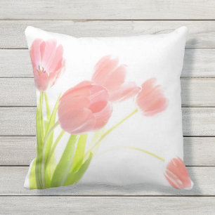 Outdoor patio cushion pink tulip flower