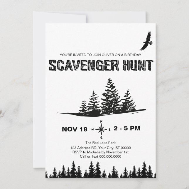 Outdoor Photo Scavenger Hunt, Boy Birthday Invitation (Front)