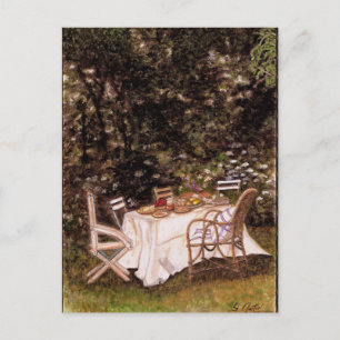 Outdoor Picnic Table and Chairs Impressionist  Postcard