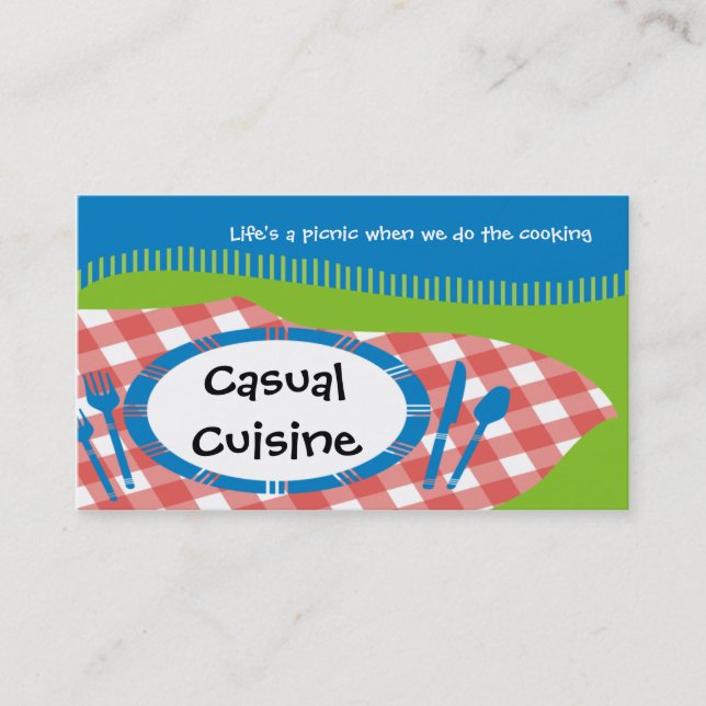outdoor picnic table setting catering business ... business card (Front)