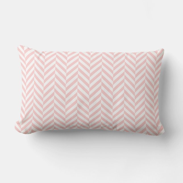 Outdoor Pillow | Blush Pink Herringbone Pattern (Front)