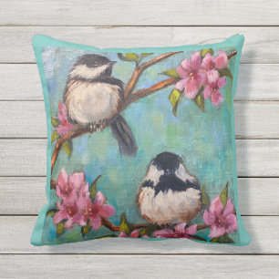 Outdoor Pillow featuring Chickadee Birds