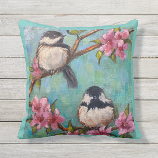 Outdoor Pillow featuring Chickadee Birds