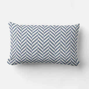 Outdoor Pillow Navy Blue Herringbone Pattern