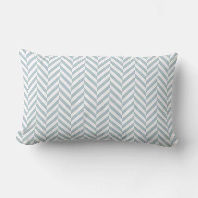 Outdoor Pillow | Pastel Blue Herringbone Pattern (Front)
