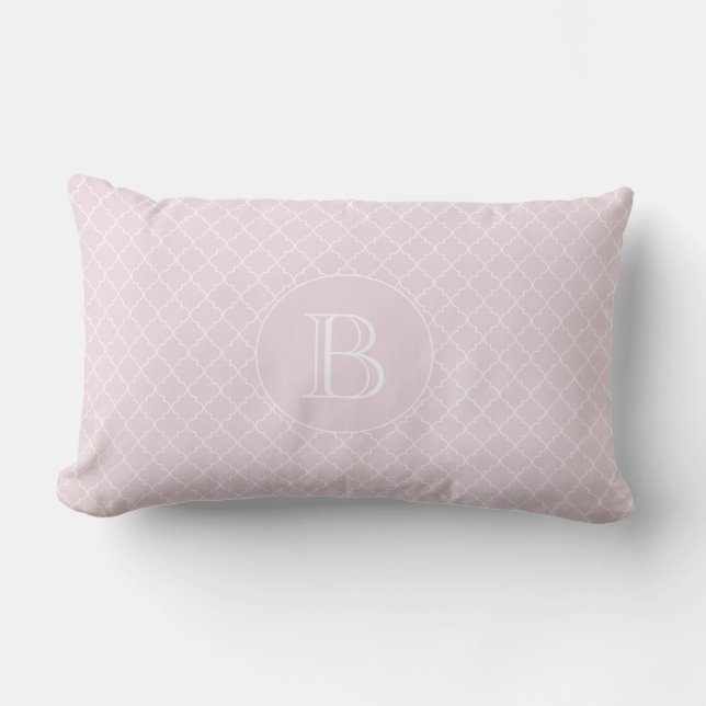Outdoor Pillow | Pink Quatrefoil Pattern Monogram (Front)