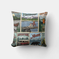 Outdoor recreation vintage posters set with canoe 
