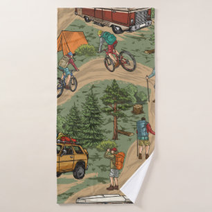 Outdoor recreation vintage seamless pattern with h bath towel