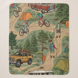 Outdoor recreation vintage seamless pattern with h sherpa blanket