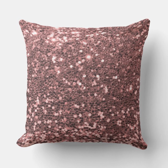 Outdoor Safe Rose Gold Glitter Outdoor Cushion (Front)